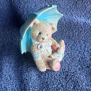 Vintage Cherished Teddies. Adorable Bear Figurine with Umbrella